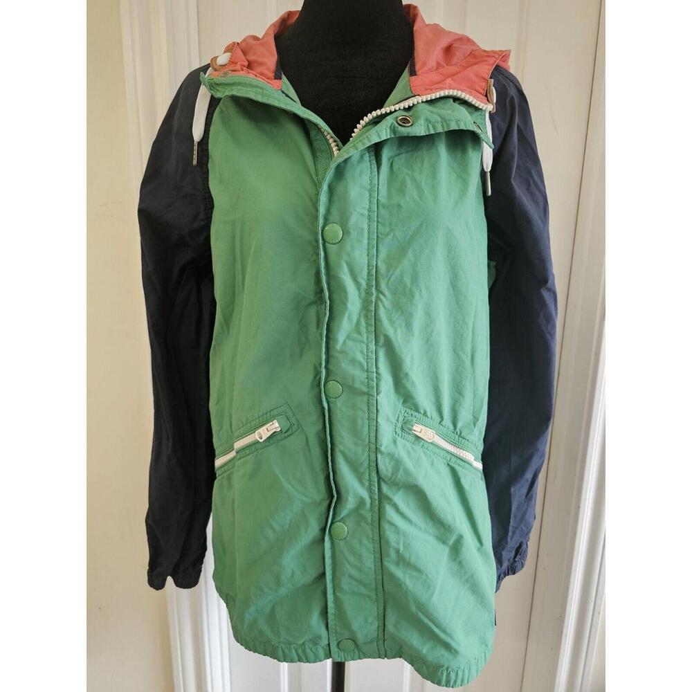 Abercrombie & Fitch Jacket Color Block Windbreaker‎ Sz XS Green Navy Coral